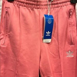 Adidas pink white stripe slim fit tapered leg pants joggers
